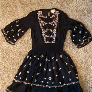 Anthropologie Black Floral Dress